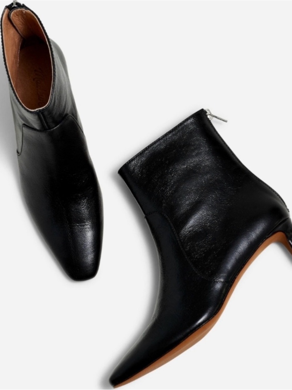 New! Madewell The Dimes Kitten-Heel Boot in Crinkle Leather 8.5